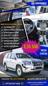 Toyota Prado 2018 ???? SUPER OFERTAS CON "S" DE SOLO EN SEGREX!! NO TE LAS PIERDAS... ????TOYOTA PRADO VXL 3.0L DIÉSEL, TRANSMISIÓN AUTOMÁTICA, MODELO 2018, EN TAN SOLO 60,000 USD.